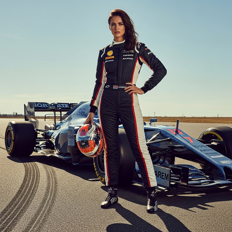 Fierce Model with Formula 1 Car: Adrenaline & Speed Fierce Model with Formula 1 Car: Adrenaline & Speed