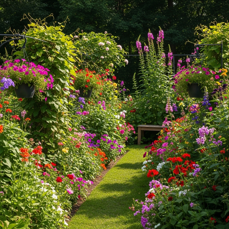 Serene Garden of Colorful Flowers in Canada - A Natural Oasis