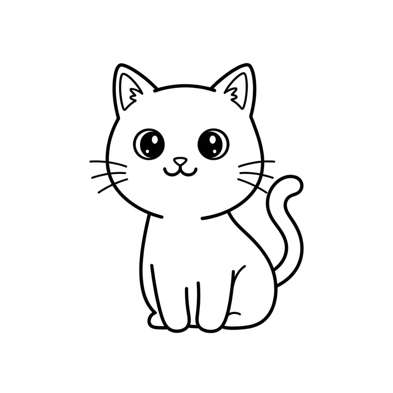 Adorable Cat Outline Clipart: Cute and Simple Design Adorable Cat Outline Clipart: Cute and Simple Design