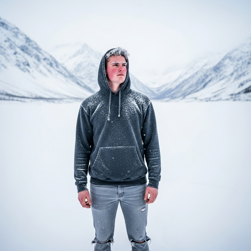 Han Jisoo in Grey Jeans and Sweatshirt | Snowfield Portrait Han Jisoo in Grey Jeans and Sweatshirt | Snowfield Portrait