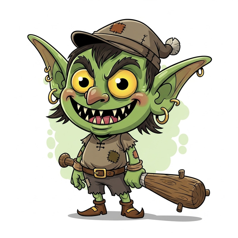 Cute Cartoon Goblin Vector - Fun and Whimsical Character Cute Cartoon Goblin Vector - Fun and Whimsical Character