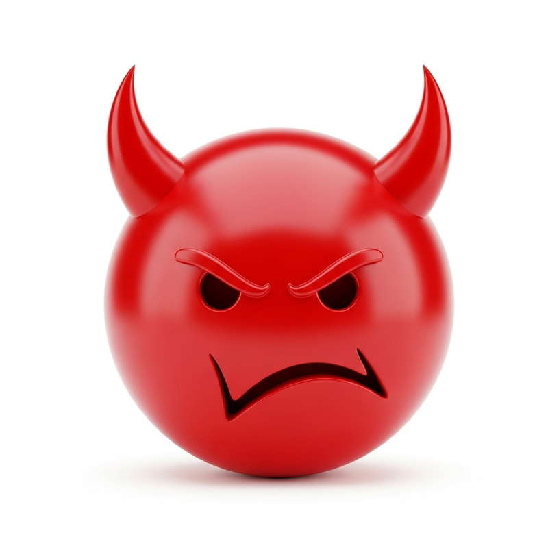 Red Devilish Smiley with Sharp Horns - Angry Emoticon PNG Red Devilish Smiley with Sharp Horns - Angry Emoticon PNG