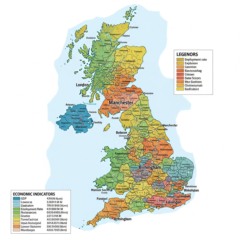 Color-Coded Economic Regions of United Kingdom Map Color-Coded Economic Regions of United Kingdom Map
