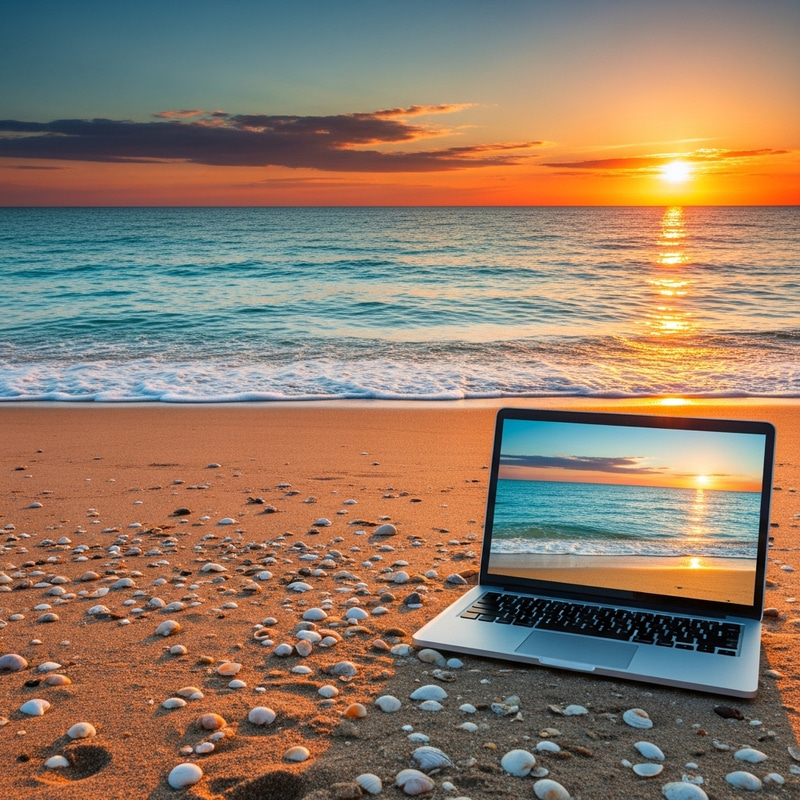 Sunny Beach and Sea View Wallpaper | Relaxing Coastal Scene Sunny Beach and Sea View Wallpaper | Relaxing Coastal Scene