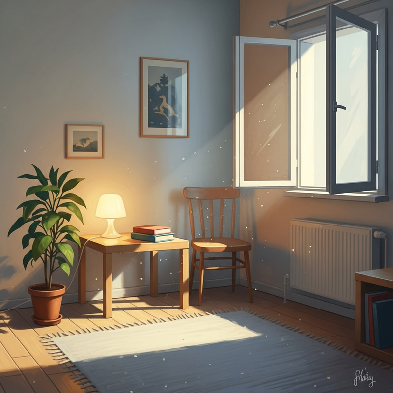 Cozy Minimalist Room: Tranquil Lofi Style Painting