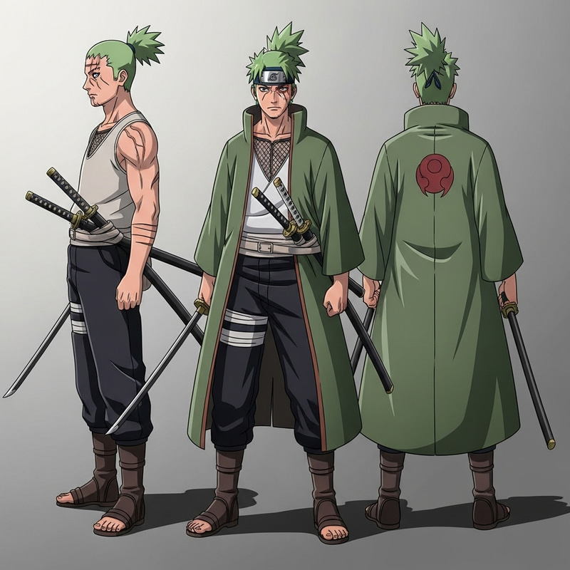 Zoro Concept Art: Green Attire & Three Katanas | Fictional Character Design Zoro Concept Art: Green Attire & Three Katanas | Fictional Character Design