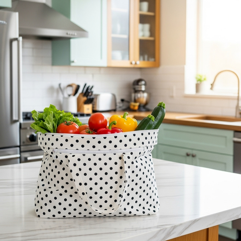 Polka-dot Fabric Shopping Bag in Kitchen Installment