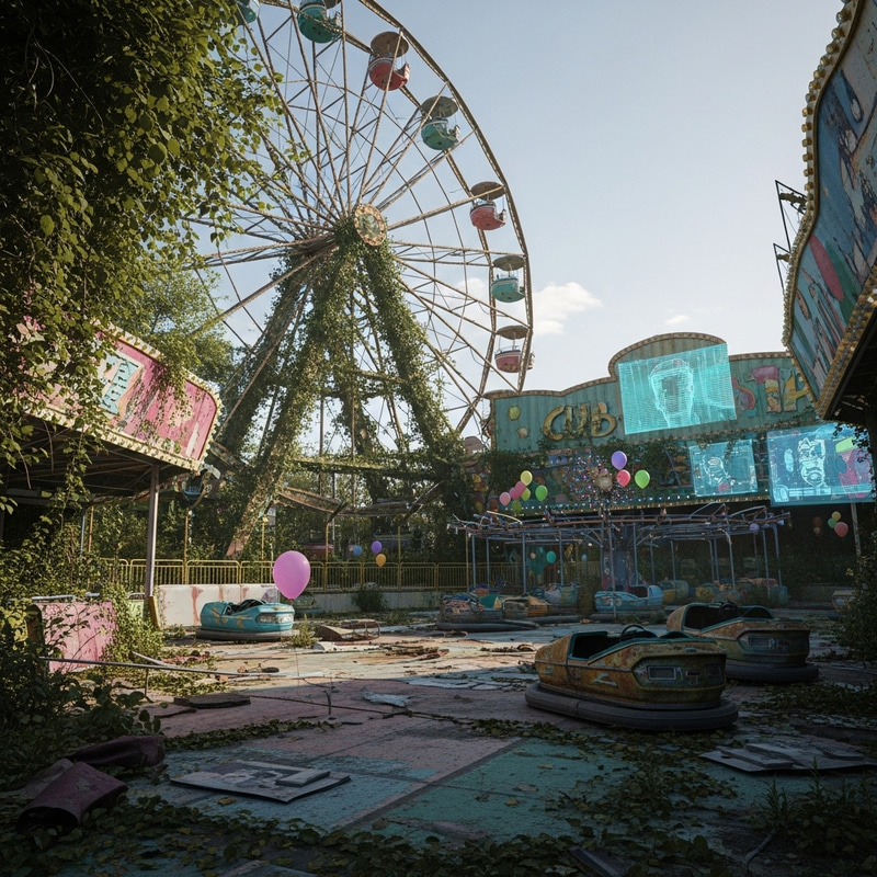 Abandoned Retro Futuristic Amusement Park