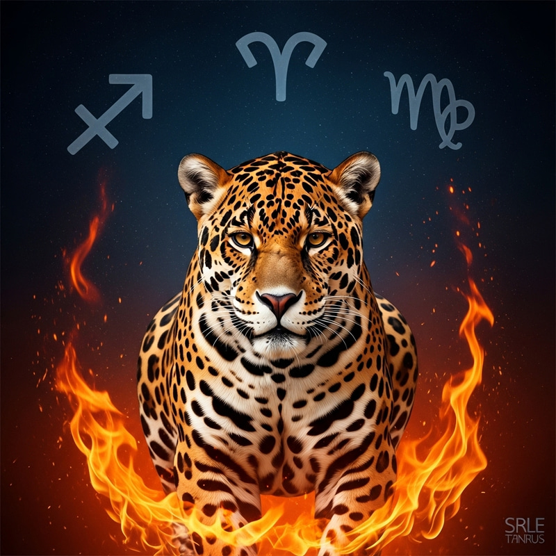 Majestic Jaguar in Sagittarius Fire Element Imagery Majestic Jaguar in Sagittarius Fire Element Imagery