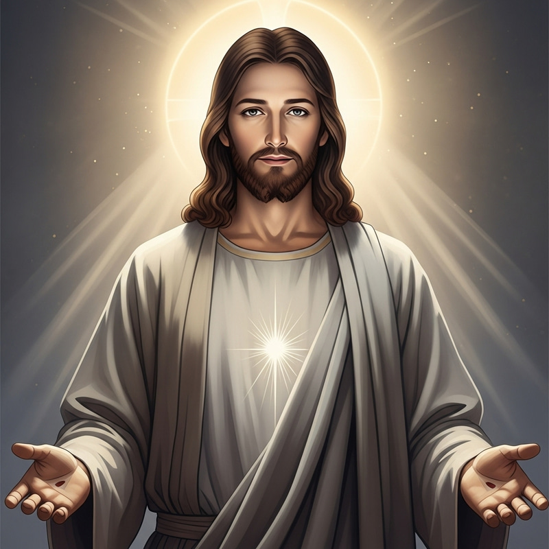 Front-Facing Image of Jesus Christ - Peaceful and Compassionate Front-Facing Image of Jesus Christ - Peaceful and Compassionate