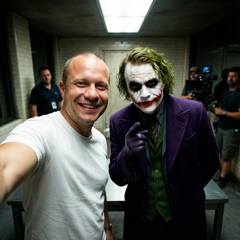 Candid Joker Selfie on 'The Dark Knight' Set