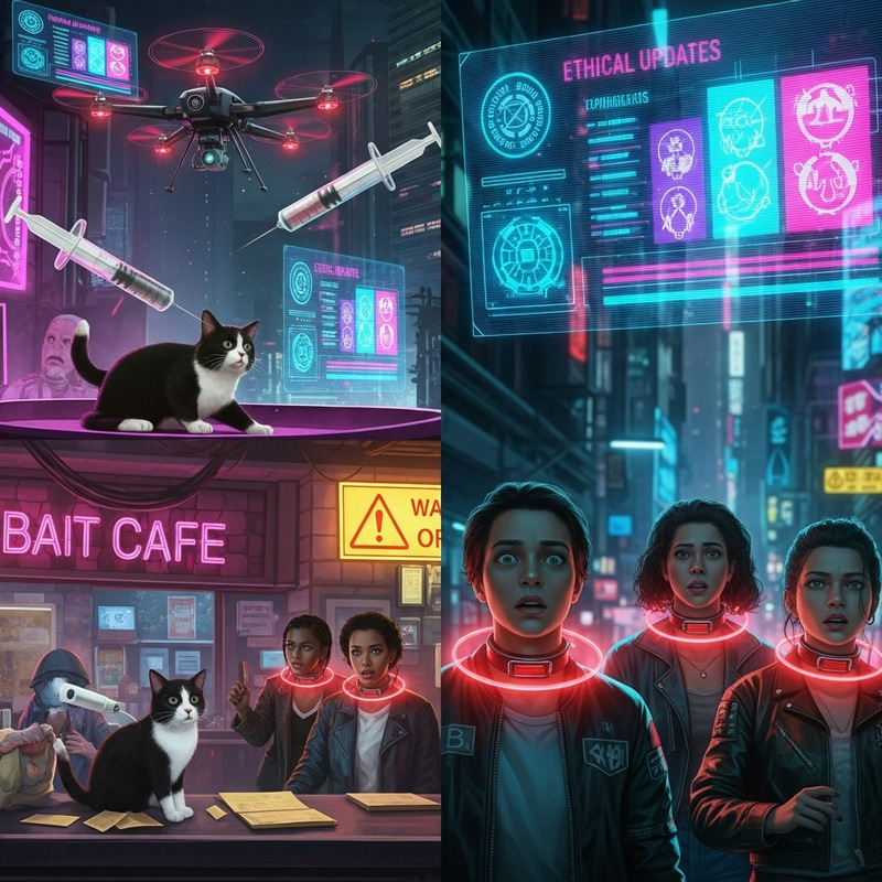 Cyberpunk Cat Café Chaos: A Futuristic Cityscape Cyberpunk Cat Café Chaos: A Futuristic Cityscape