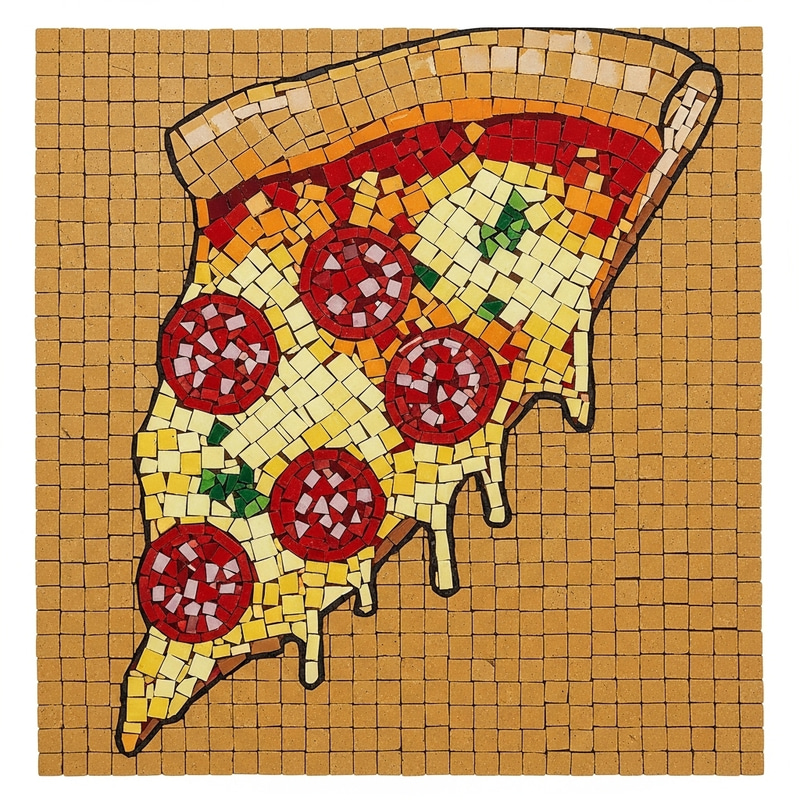 Create a 30x30 cm Pizza Slice Mosaic Art with 5 Colors Create a 30x30 cm Pizza Slice Mosaic Art with 5 Colors