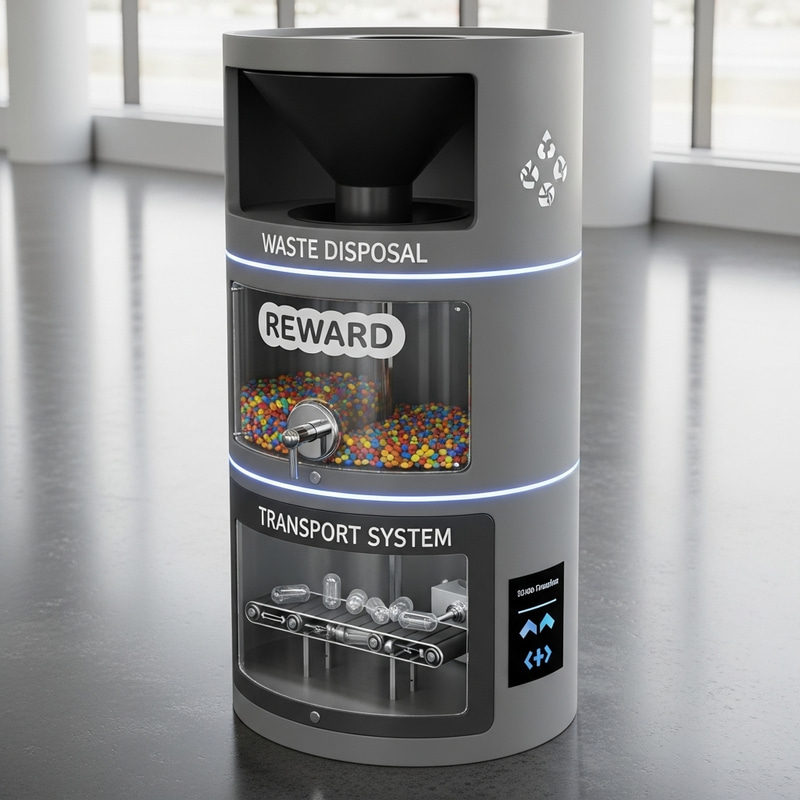 Innovative Waste Bin with Sortation System and Snack Incentive Innovative Waste Bin with Sortation System and Snack Incentive