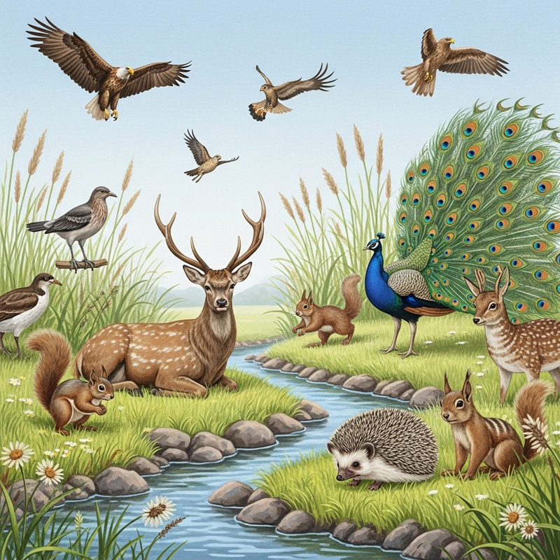 Wildlife Harmony Among Lush Greenery - Nature's Splendor Wildlife Harmony Among Lush Greenery - Nature's Splendor