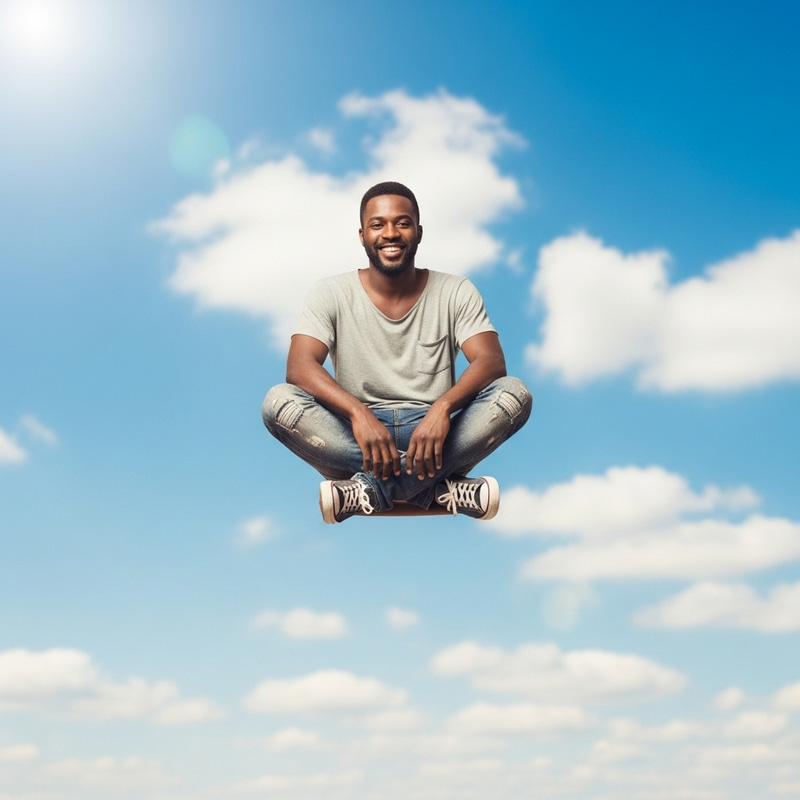 Man Sitting in Air | Casual Smile Outdoors