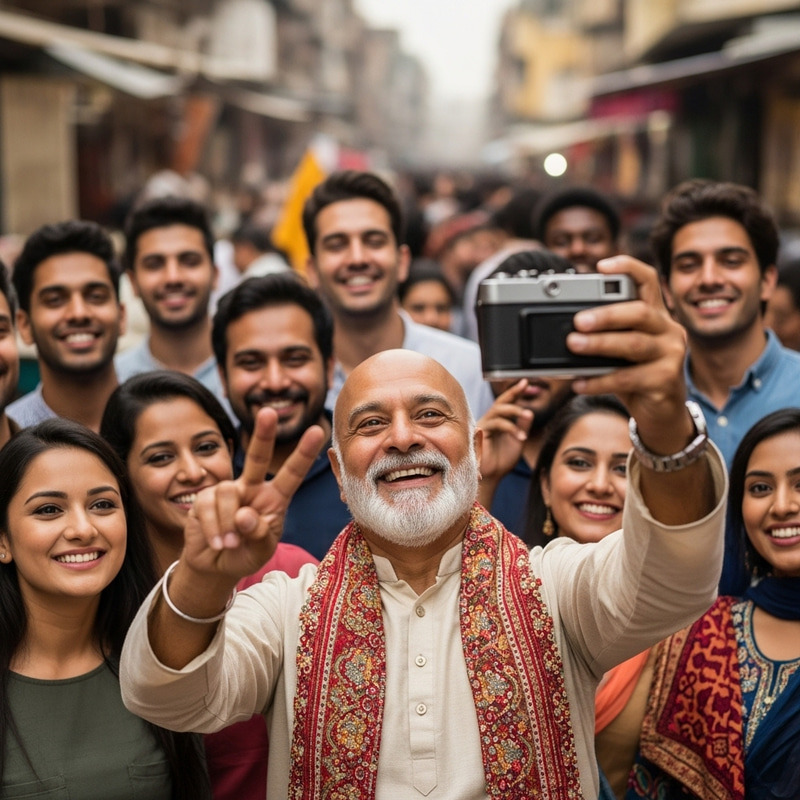 Mahatma Gandhi Selfie with Indian People - Cultural Celebration Mahatma Gandhi Selfie with Indian People - Cultural Celebration