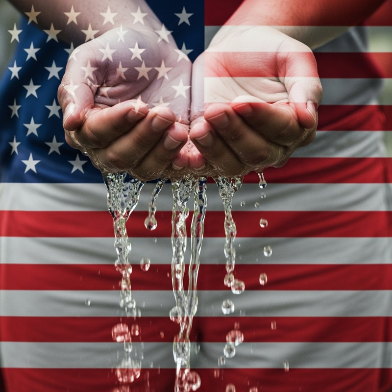 USA Flag Waterfall in Captivating Hands USA Flag Waterfall in Captivating Hands