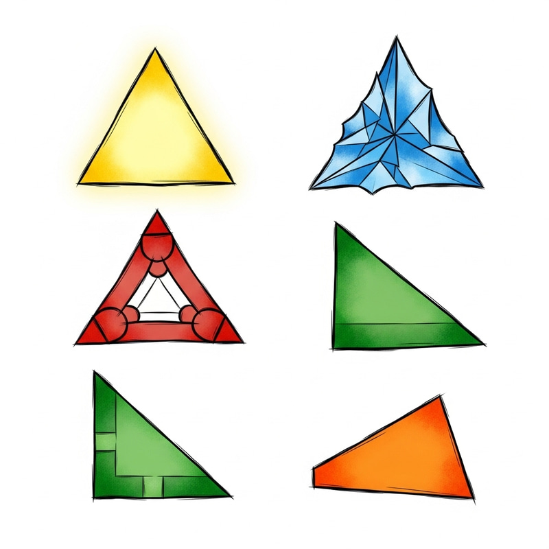 5 Drawings of Triangles: Geometric Art Collection