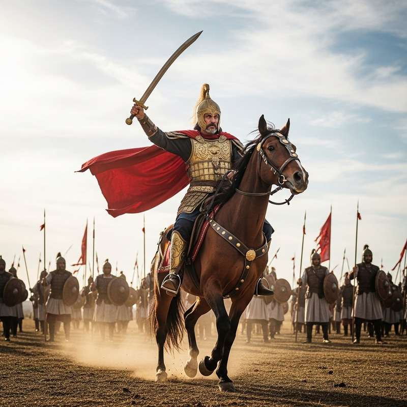 Ancient General Leading Troops on Battlefield Ancient General Leading Troops on Battlefield