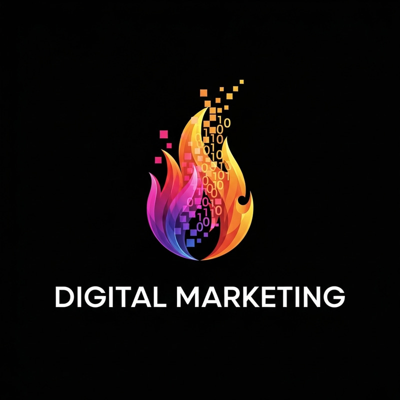 Innovative Digital Marketing Logo Design with Fire Element