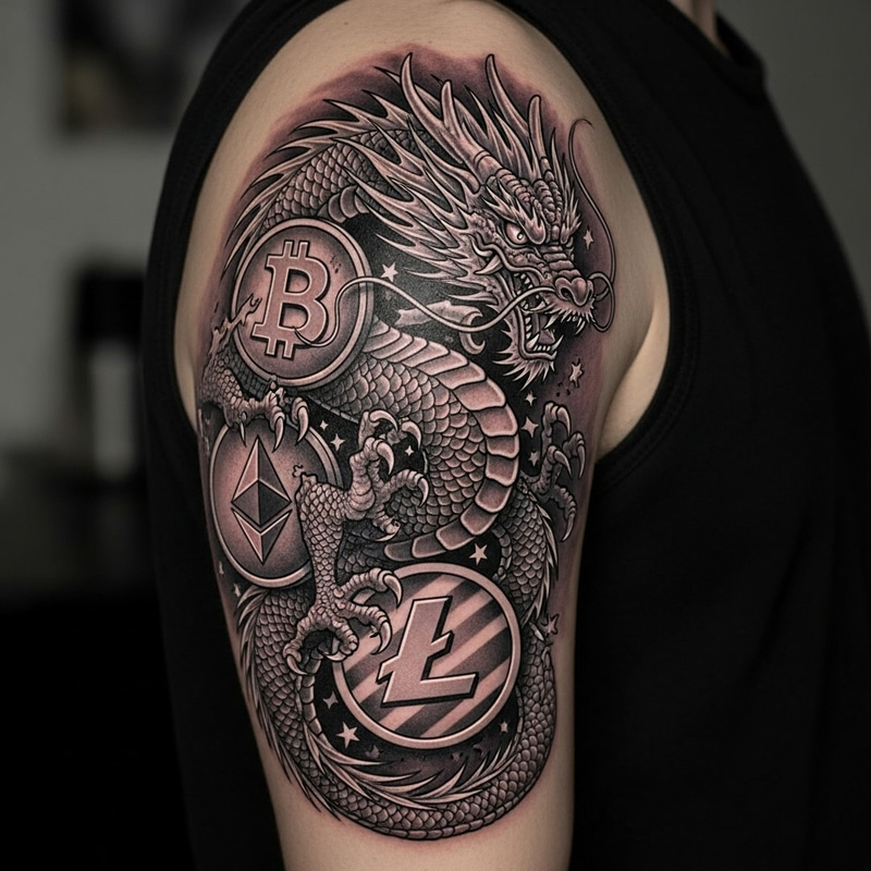 Deltoid Tattoo: Crypto Dragon Design Inspiration Deltoid Tattoo: Crypto Dragon Design Inspiration