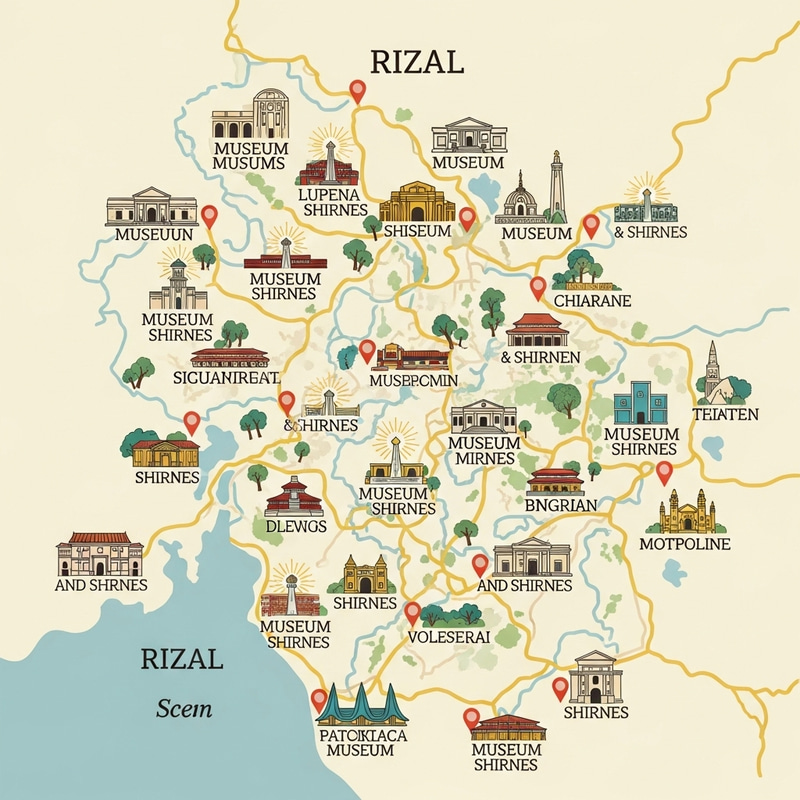 Historical Museums & Shines in Rizal Province Map Historical Museums & Shines in Rizal Province Map