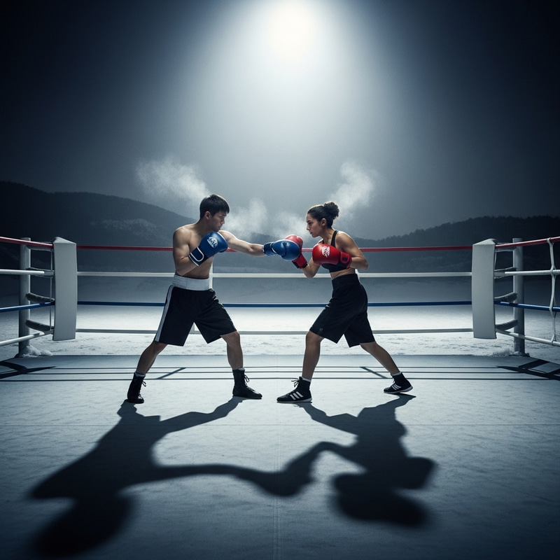 Epic Boxing Match in Snowy Landscape Epic Boxing Match in Snowy Landscape