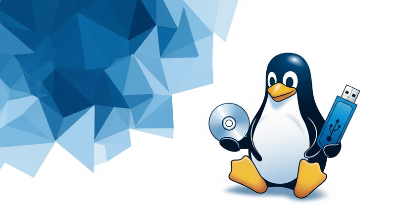 Sleek Blue Tech Background with Linux Tux Mascot Sleek Blue Tech Background with Linux Tux Mascot