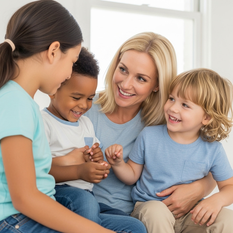 Blond Mother Emphasizing Learning and Progress | Heartwarming Family Moment