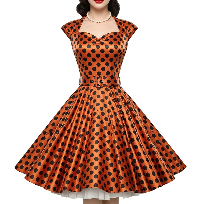 Chic 1950s Pin-Up Dress with Polka Dots Chic 1950s Pin-Up Dress with Polka Dots