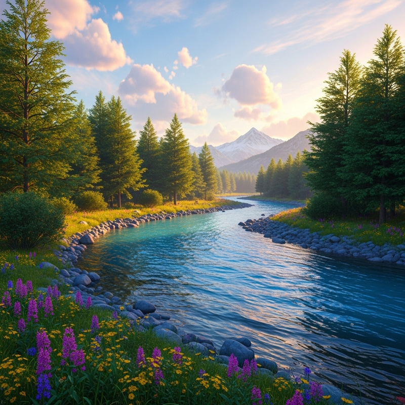 Tranquil River Landscape: A Scenic Nature Escape Tranquil River Landscape: A Scenic Nature Escape