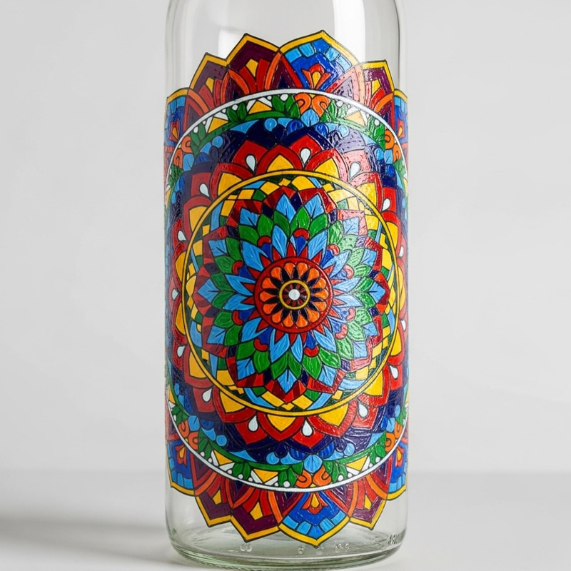 Colorful Mandala Bottle Art Colorful Mandala Bottle Art