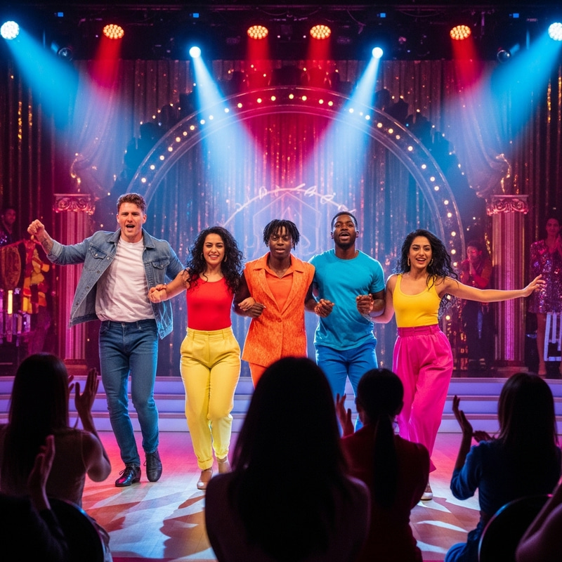 Vibrant Dance Scene with Energetic Performers Vibrant Dance Scene with Energetic Performers