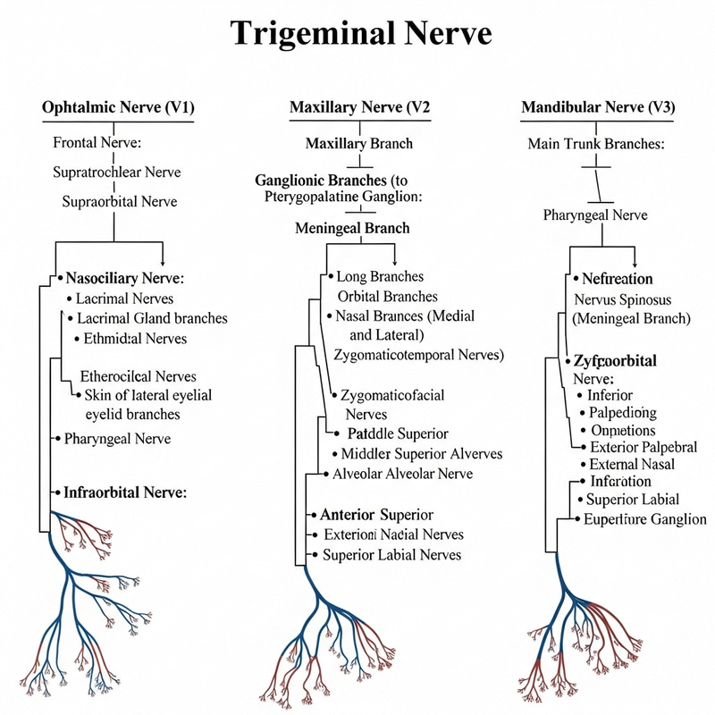 Trigeminal Nerve Branches Family Tree | Detailed Diagram