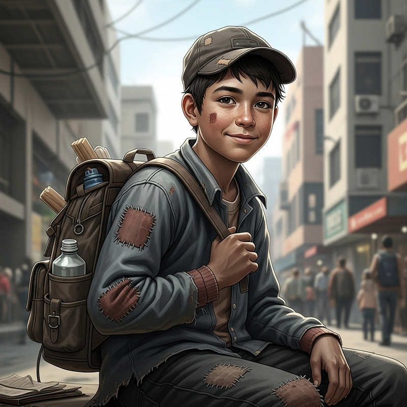 Empathetic Portrait of a 15-Year-Old Homeless Boy