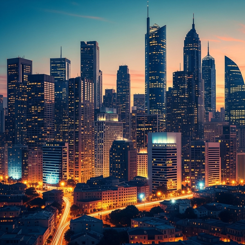 Abstract Urban Skyline Art: Lively Colorful Cityscape Abstract Urban Skyline Art: Lively Colorful Cityscape