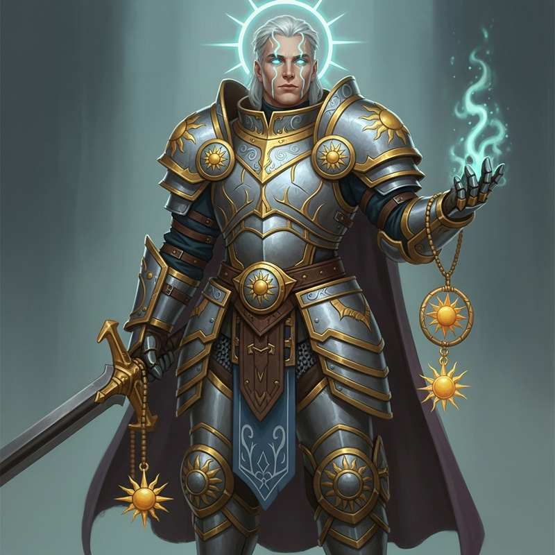 Male Aasimar Lathander Cleric in Heavy Armor | Divine Protector Male Aasimar Lathander Cleric in Heavy Armor | Divine Protector