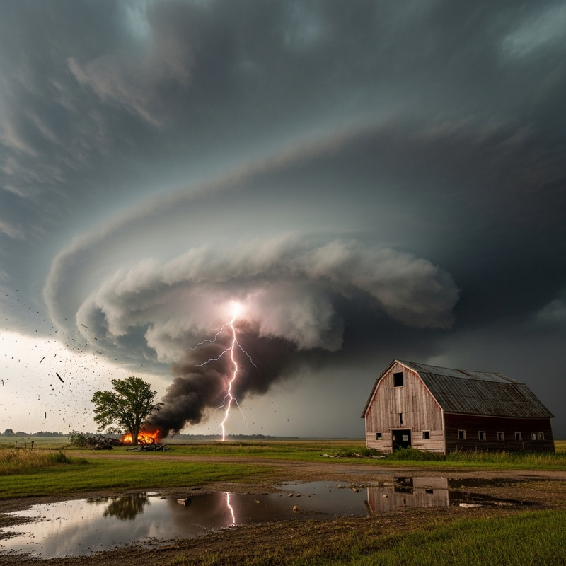 Unforeseen Catastrophe: Abandoned Barn Struck by Nature's Fury