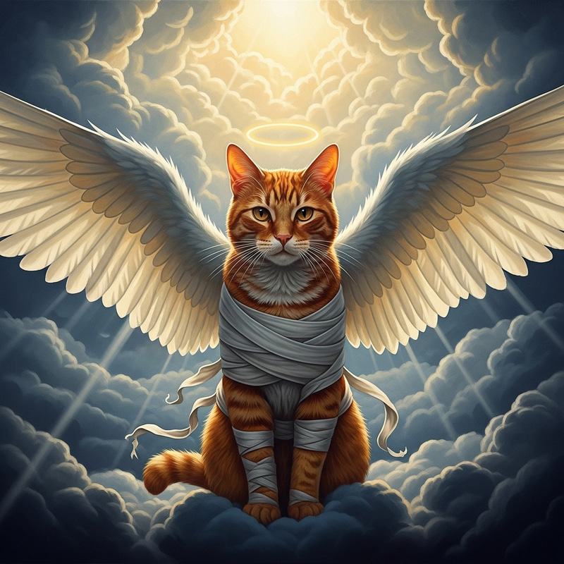 Realistic Red Cat with Angel Wings Ascends to Become a Saint Realistic Red Cat with Angel Wings Ascends to Become a Saint