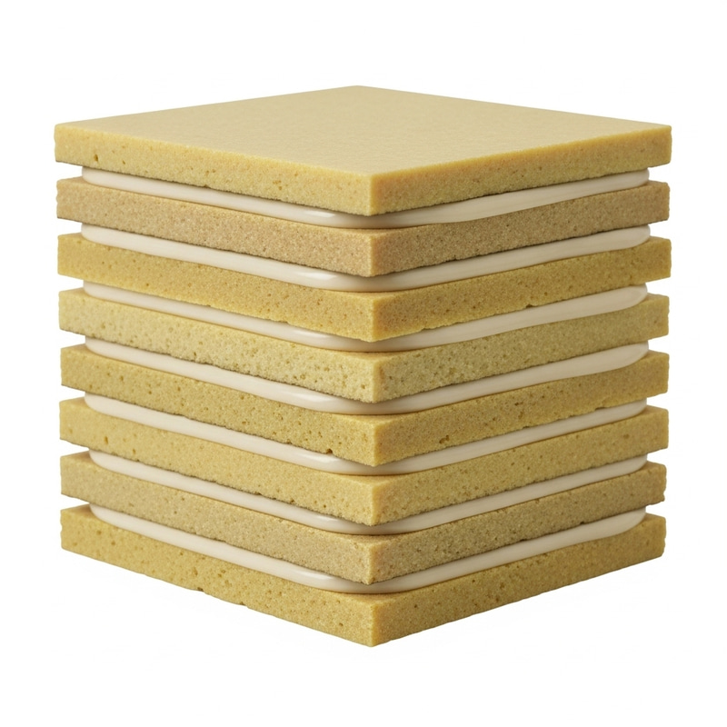 Visual Guide: 7 Layer Kevlar Stack with Distinctive Glue