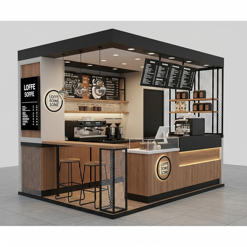 Sleek Minimalist Coffee Kiosk Design Sleek Minimalist Coffee Kiosk Design