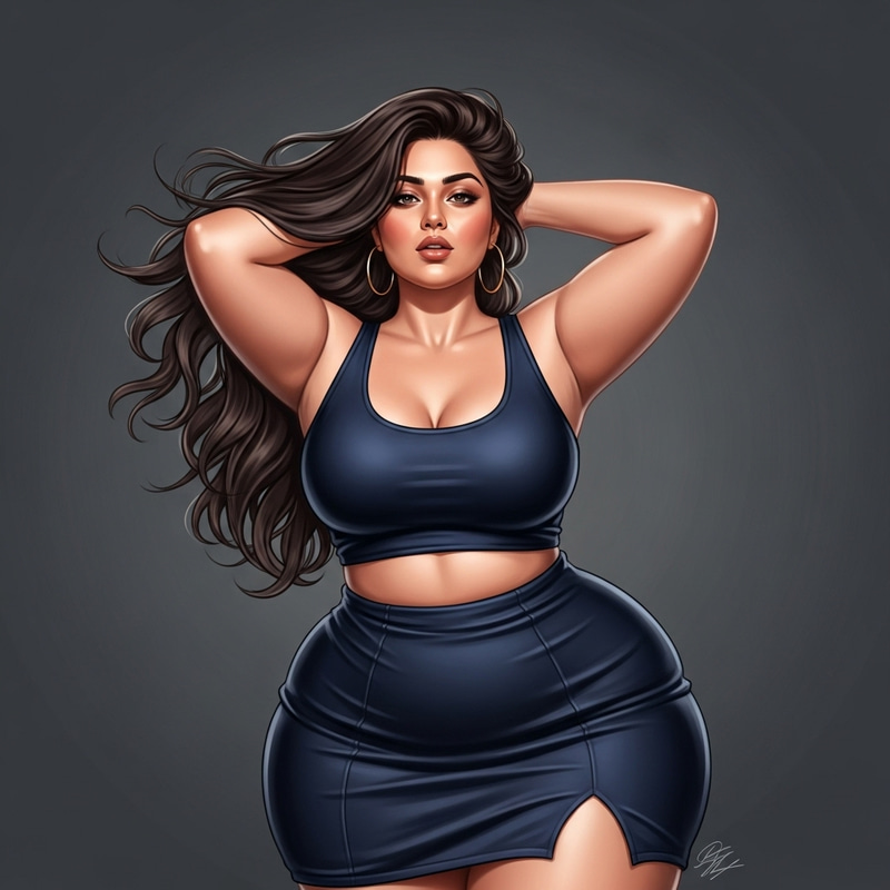 Sensual Neo-Romantic Digital Painting of Confident Curvaceous Woman Sensual Neo-Romantic Digital Painting of Confident Curvaceous Woman