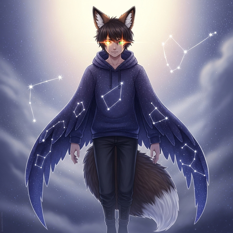Fantastical Celestial Being with Fox Ears and Tail | Cosmic Fantasy Art Fantastical Celestial Being with Fox Ears and Tail | Cosmic Fantasy Art