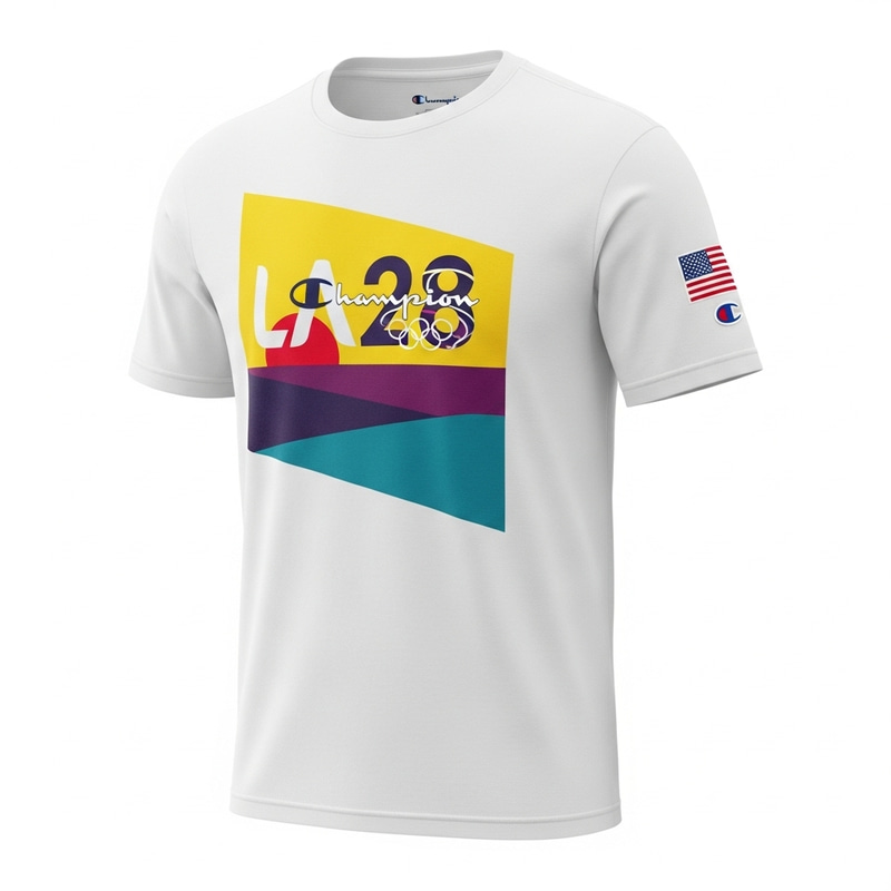 Stylish Champion T-Shirt - 2028 Los Angeles Olympics Color Theme