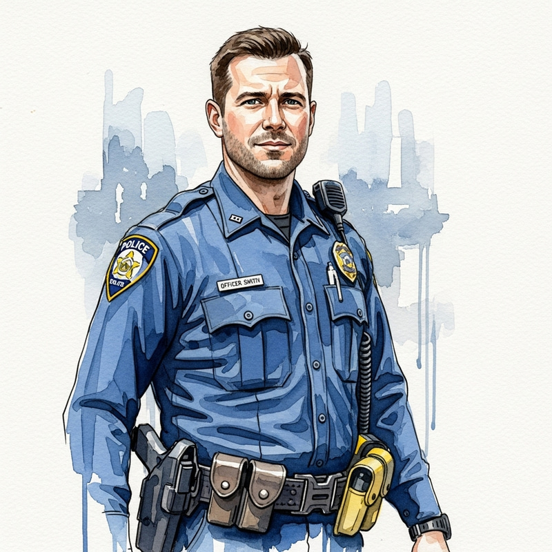 Watercolor Police Officer Art | Stylish Uniform Design