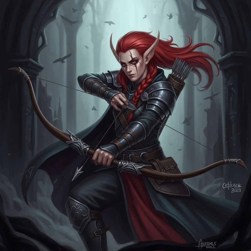 Imposing Celadrin Warlock with Red Mane in Defensive Stance | Dark Fantasy Art Imposing Celadrin Warlock with Red Mane in Defensive Stance | Dark Fantasy Art