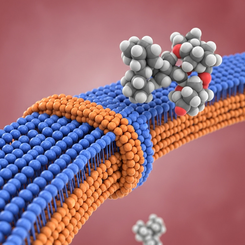 Drug Molecule Crossing Cellular Membrane: Molecular Interaction