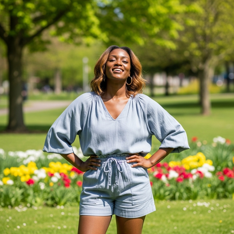 Stunning Black Woman Embracing Summer Vibes Stunning Black Woman Embracing Summer Vibes