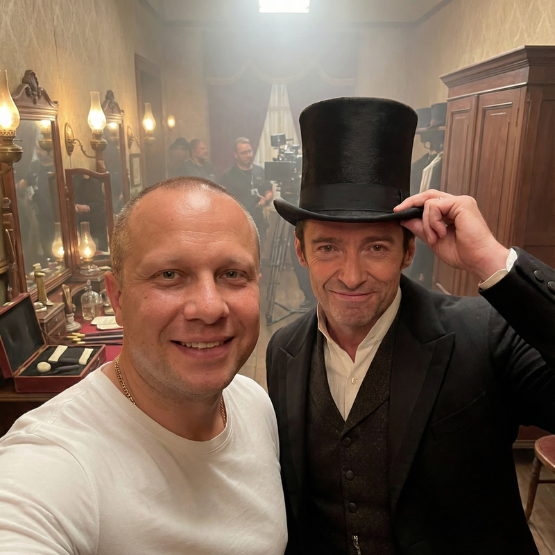 Candid Selfie with Robert Angier in The Prestige Set